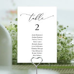 Wedding Dinner, Modern Guest Seating Chart Table N Table Number<br><div class="desc">Wedding Dinner Guest Seating Table Chart Card,  Modern Classy romantic themed
Customise the text and / or remove and fill in with your wedding party colour theme.</div>