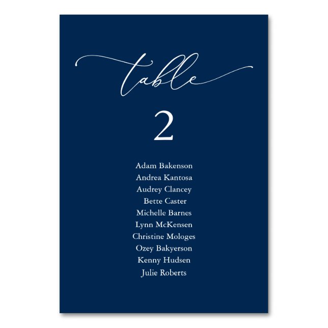 Wedding Dinner, Modern Guest Seating Chart Table Number (Front)