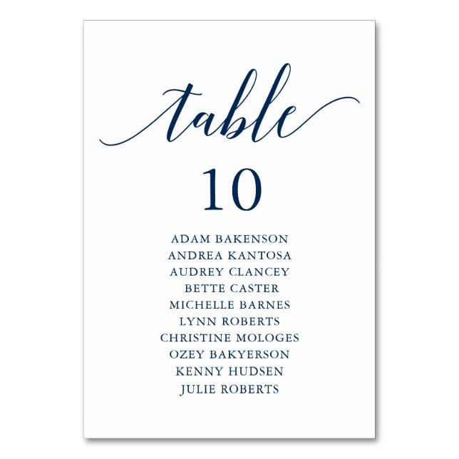 Wedding Dinner, Modern Guest Seating Chart Table Number (Front)