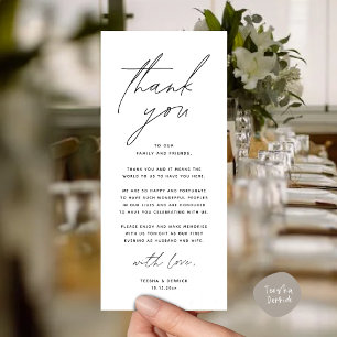 Wedding Dinner Party Place Setting Thank You Card