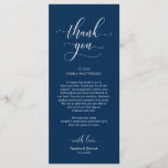 Wedding Dinner Place Setting Thank You Card<br><div class="desc">Elegant Classy Wedding Dinner Place Setting Thank You Cards, in Navy Blue themed. Share the love and show your appreciation to your guests, when they sit down at their seat and read this personalised charming thank you place setting card. It's a wonderful way to kick off your special day celebration!...</div>