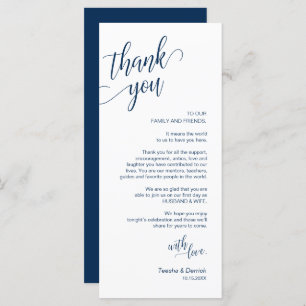 Wedding Dinner, Place Setting Thank You Cards