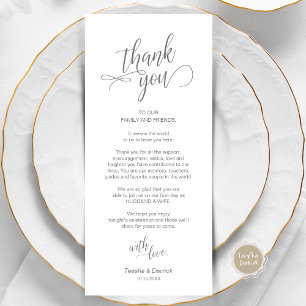 Wedding Dinner, Place Setting Thank You Cards