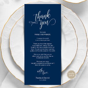 Wedding Dinner, Place Setting Thank You Cards