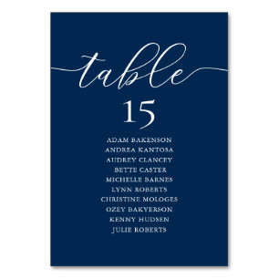 Wedding Dinner, Romance Seating Chart, Navy Blue T Table Number