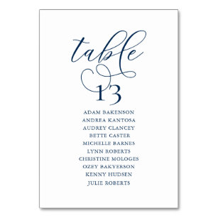 Wedding Dinner, Romance Seating Chart, Navy Blue T Table Number