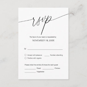 Wedding Dinner RSVP, meal options  Enclosure Card