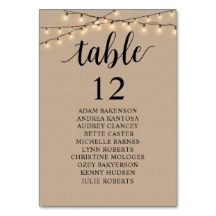 Wedding Dinner, Rustic Guests Seating Chart  Table Number