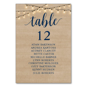 Wedding Dinner, Rustic Guests Seating Chart Table Number