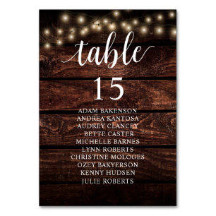 Wedding Dinner, Rustic Guests Seating Chart Table Number