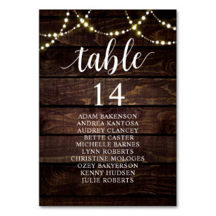 Wedding Dinner, Rustic Guests Seating Chart Table Number