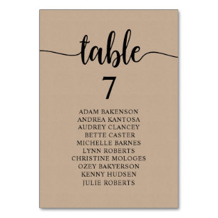 Wedding Dinner, Rustic Guests Seating Chart Table Number