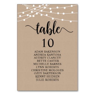 Wedding Dinner, Rustic Guests Seating Chart Table  Table Number