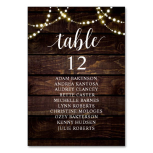 Wedding Dinner, Rustic Guests Seating Chart  Table Table Number