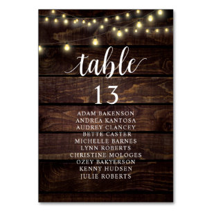 Wedding Dinner, Rustic Guests Seating Chart Table Table Number