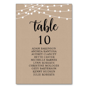 Wedding Dinner, Rustic Guests Seating Chart Table Table Number