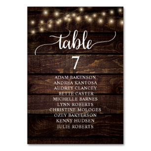 Wedding Dinner, Rustic Wood Guests Seating Chart Table Number