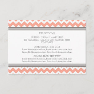 Wedding Direction Cards Coral Grey Chevron