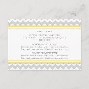 Wedding Direction Cards Yellow Grey Chevron