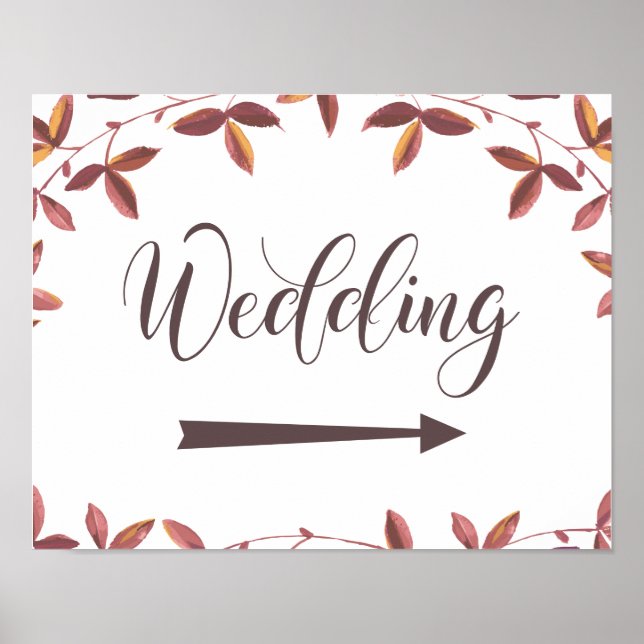 Wedding directions sign right arrow rustic autumn (Front)