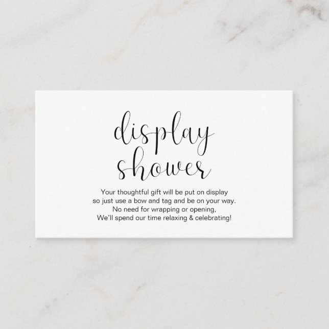 Wedding Display Shower, Minimal, Black, Enclosure Card (Front)