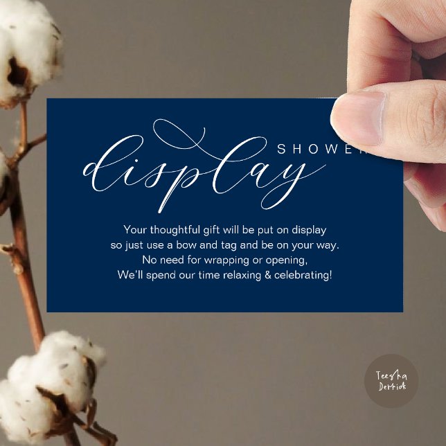 Wedding Display Shower, Modern elegance minimalist Enclosure Card (Wedding Display Shower, Modern elegance Bridal Enclosure Card Romantic Classy Navy Blue)