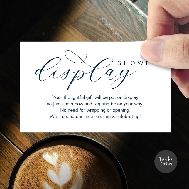 Wedding Display Shower, Modern elegance minimalist Enclosure Card (Wedding Display Shower, Modern elegance Bridal Enclosure Card Romantic Classy Navy Blue)