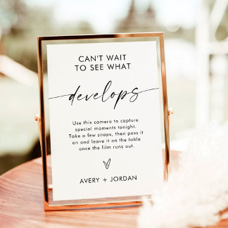 Wedding Disposable Camera Sign, Wedding Photo Game Invitation