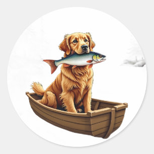 Wedding Dog Golden Retriever Fetcher Botanical Flo Classic Round Sticker
