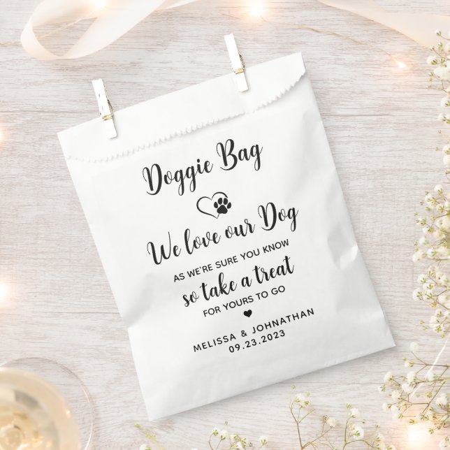 Wedding Doggie Personalised Biscuit Bar Pet Treats Favour Bag (Clipped)