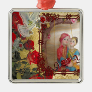 Wedding Doll Portrait Graphic Art Print Metal Ornament