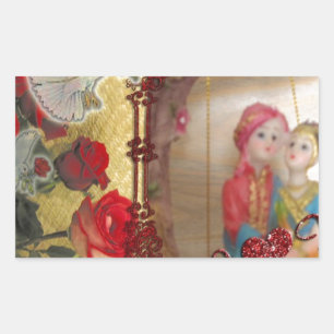 Wedding Doll Portrait Graphic Art Print Rectangular Sticker