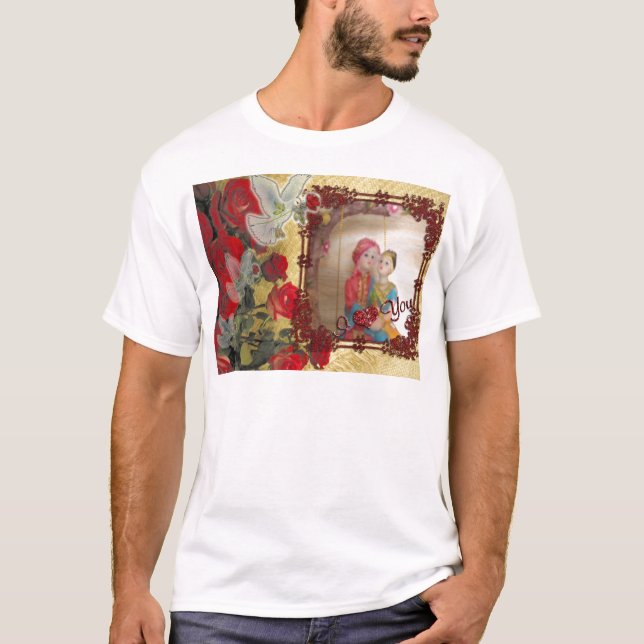 Wedding Doll Portrait Graphic Art Print T-Shirt (Front)