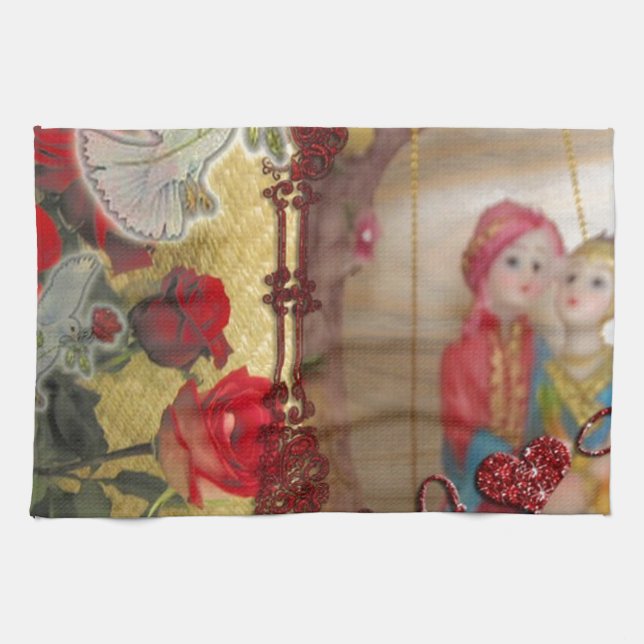 Wedding Doll Portrait Graphic Art Print Tea Towel (Horizontal)