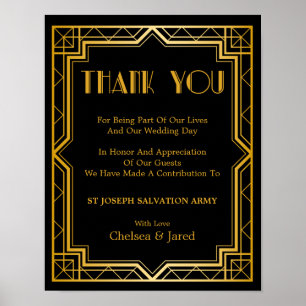 Wedding Donation Sign Gatsby Art Deco