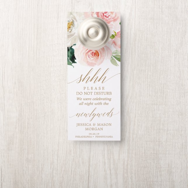 Wedding Door Hanger - Do Not Disturb - Blush (On Knob)