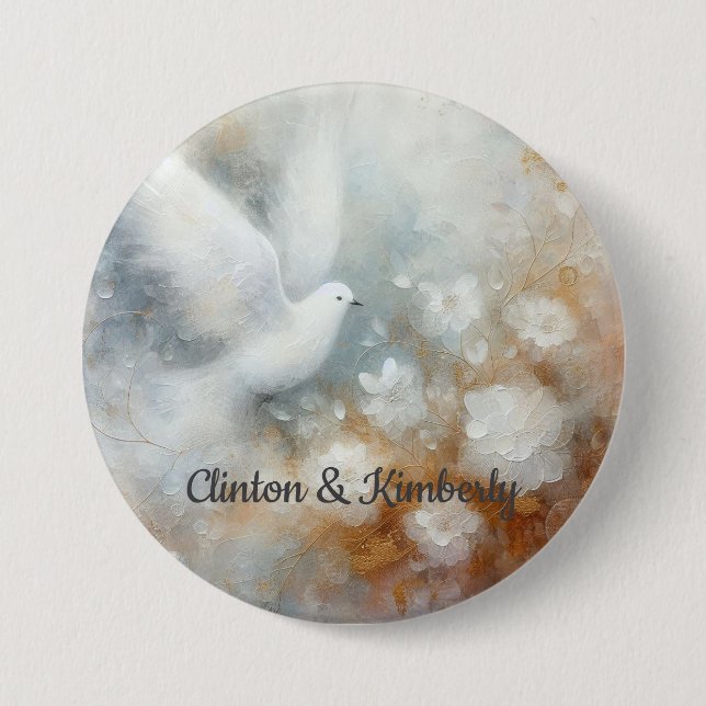 Wedding Dove Floral Button - Customisable (Front)