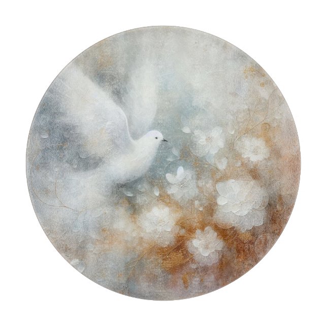 Wedding Dove Floral Cutting Board (Front)