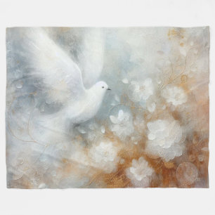 Wedding Dove Floral Fleece Blanket