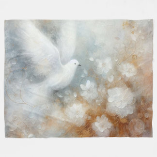 Wedding Dove Floral Fleece Blanket
