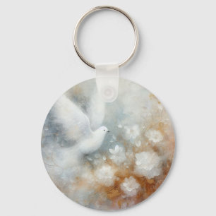 Wedding Dove Floral Key Chain