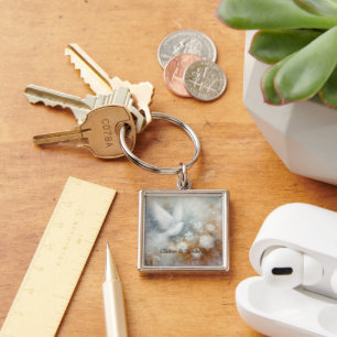 Wedding Dove Floral Key Chain - Customisable