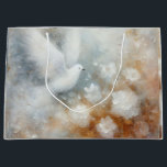 Wedding Dove Floral Large Gift Bag<br><div class="desc">🌿✨ Wedding Dove & White Flowers ✨🌿 is an elegant and sophisticated design concept that features the serene imagery of a beautiful dove 🕊️ in flight, surrounded by delicate white flowers 🌸. The colour palette boasts luxurious shades of gold 💛, sophisticated grey, creamy white, and pure white 🤍, creating a...</div>