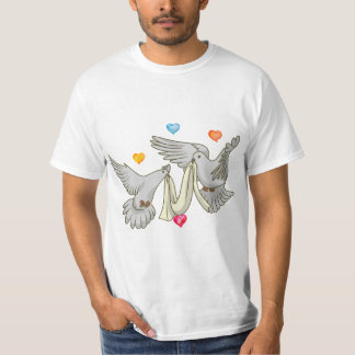 Wedding dove silhouette,wedding rings  T-Shirt