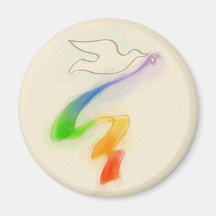 Wedding Dove with Rainbow Ribbon Magnet