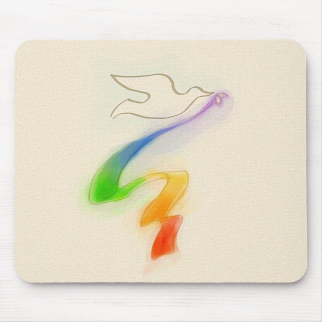 Wedding Dove with Rainbow Ribbon Mouse Pad (Front)