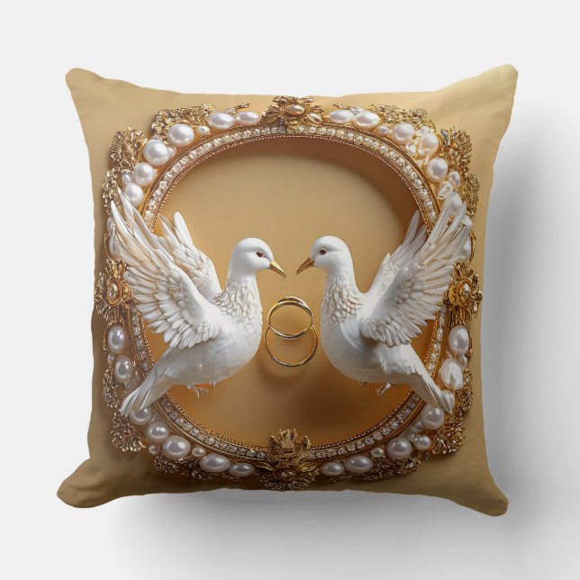Wedding Doves anniversary gift Cushion (Front)