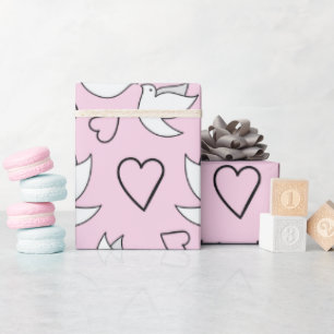 Wedding Doves for Marriage Gifts Pink Seamless Wrapping Paper