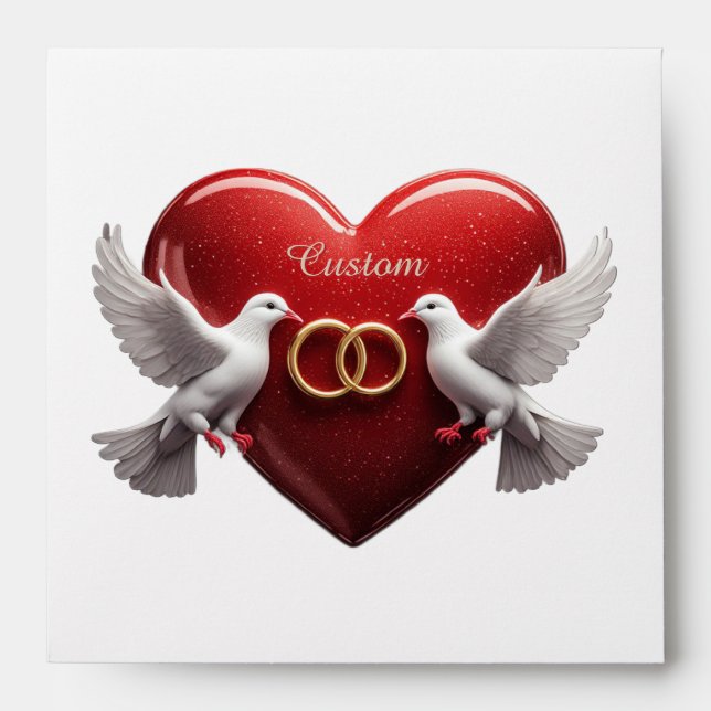 Wedding Doves Heart Romantic Anniversary Gift Envelope (Front)