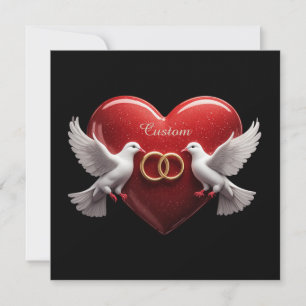 Wedding Doves Heart Romantic Anniversary Gift Invitation